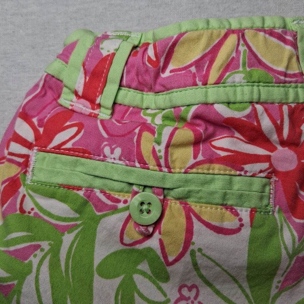 Lilly Pulitzer Shorts Girls 7 Garden Vista Pink Green Elephant Floral Beach - Picture 14 of 14